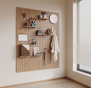 Modern Hole Board Storage Rack Clothes Hanging Board 3d model