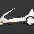 Futuristic White Single Seat Vehicle With Streamlined Design And Orange Accents