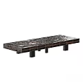 Modern Dining Table With Patchwork Textured Surface And Black Metal Legs