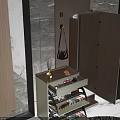 Modern Wooden Shoe Cabinet With Coat Hanging Storage And Shoe Organizer In Living Room Entry