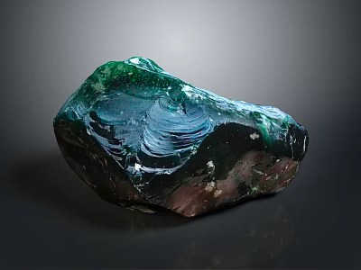 Natural Wood Stone with Green Blue Shimmer and Wavy Textured Surface Pattern Design 3d model