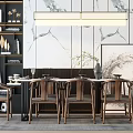 New Chinese Dining Table and Chair Combination 3d model