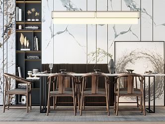 New Chinese Dining Table and Chair Combination 3d model