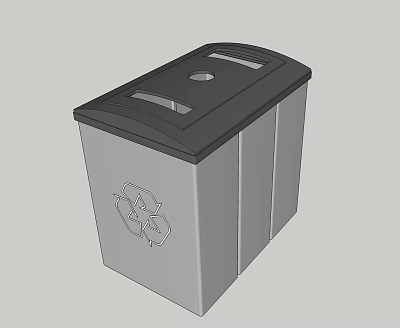 Public Facility Recycling Bin With Lid And Recycling Symbol For Waste Management 3d model