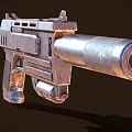 Vintage Sci Fi Weapon With Metallic Body Textured Grip And Industrial Design