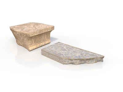 Textured Stone Container With Carved Patterns And Flat Rectangular Slab For Home Living Use 3d model