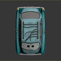 Cute Cartoon Blue Car With Big Eyes Roof Rack And Retro Design