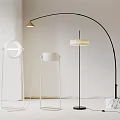 Modern Interior Floor Lamps With Arc Design Round Shade And White Black Stand