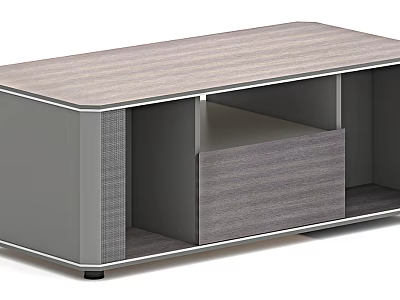 Modern Coffee Table With Wooden Top Gray Cabinet Drawer And Storage Space 3d model