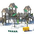 Observation Deck Amusement Tower Combination Slide Amusement Park Children's Park Amusement Park 3d model