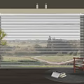 Modern Venetian Blinds Curtain Cloth Curtain Dream Curtain Vertical Curtain Single Leisure Chair Jewelry Ornaments Green Plant Potted Plant 3d model