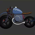 Sleek Blue Custom Motorcycle Featuring Brown Leather Seat Unique Engine And Alloy Wheels 3d model