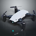 Lightweight Quadcopter Drone with White Body Black Components and Green LED Light