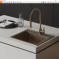 Modern Luxury Kitchen Sink With Brushed Gold Faucet And Countertop Tray Glass Decor