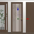 Modern Interior Swing Doors With Glass Panel Vertical Slats And Solid Wooden Design 3d model
