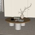 Middle Ancient Style Solid Wood Coffee Table Round Coffee Table 3d model