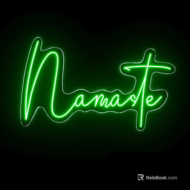 Bright Green Neon Namaste Word Decorative Lights for Modern Home Wall Art Decoration 3d model 