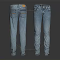 Classic Blue Denim Jeans with Front and Back View and Pocket Design 3d model