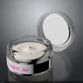 Transparent Cream Jar Container With Open Lid And White Beauty Product Design