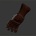 Brown Leather Decorative Glove With Silver Metal Plates Unique Design