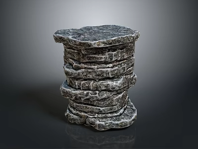 Stacked Natural Stone Decorative Piece With Textured Layers And Artistic Design 3d model