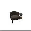 Beige Single Sofa With Curved Armrest Dark Wooden Legs Modern Minimalist Style