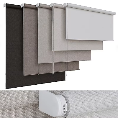 Various Colored Fabric Blinds For Modern Home Window Decoration 3d model