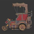 Vintage Tricycle With Lit Top Light Canopy Red Gold Decorations And Gold Wheels