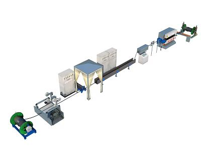 Industrial Equipment Production Line With Automated Conveyor And Processing Units 3d model