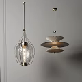 Modern Interior Design With Stylish Pendant Lights Glass Shade And Layered Fan Shape