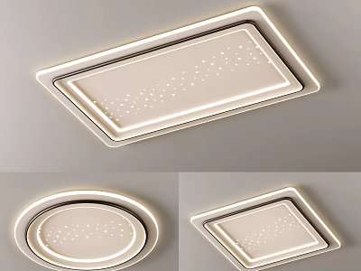 Illuminated Ceiling Lights With Star Like Dots In Various Shapes 3d model