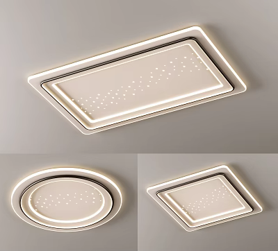 Illuminated Ceiling Lights With Star Like Dots In Various Shapes 3d model
