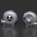Two Silver Industrial Turbocharger Equipment With Circular Metal Structure Design