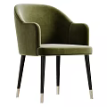 Light Beige Velvet Single Chair with Modern Design and Black Wooden Legs with Golden Tips