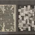 Square Rugs Featuring Geometric Patterns In Neutral Tones On Wooden Floor 3d model