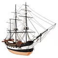 Classic Sailing Ship Model With Black And White Hull Detailed Masts Rigging 3d model
