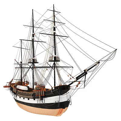 Classic Sailing Ship Model With Black And White Hull Detailed Masts Rigging 3d model Classic Sailing Ship Model With Black And White Hull Detailed Masts Rigging 3d model