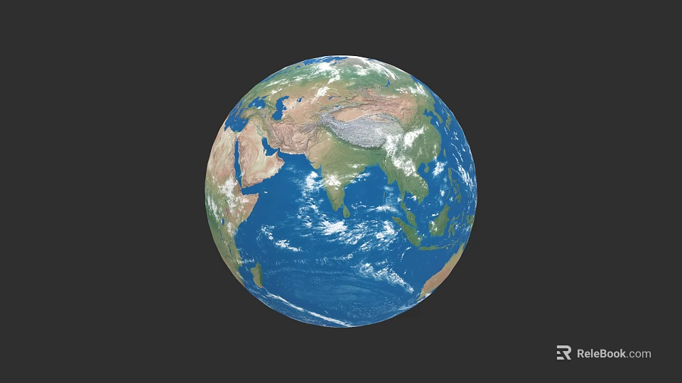 Stunning Earth View From Space Showing Blue Oceans And White Clouds 3d model 
