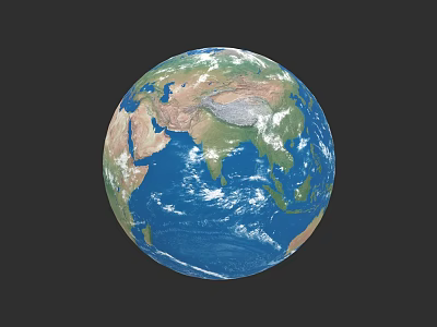 Stunning Earth View From Space Showing Blue Oceans And White Clouds 3d model