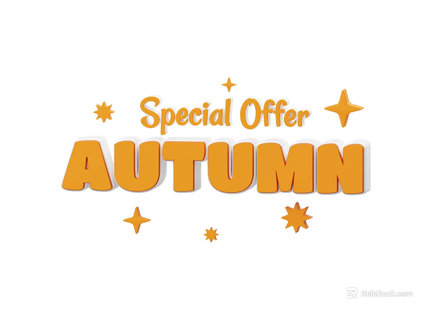 Special Offer Autumn Themed Promotion Featuring Shiny Decorative Stars Design 3d model 