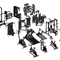 Various Sports Equipment Including Treadmill Exercise Bike Barbell Rack Weight Machine For Fitness Training