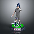 Sasuke 3D Character Figure Standing Pose Holding Knife With Name Base
