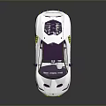 Sleek White Sports Car With Aerodynamic Design Yellow Accents And Purple Alloy Wheels