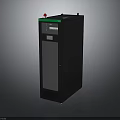 Black Vertical Electronic Equipment With Green Top Panel Red Indicator Light And Front Glass Door