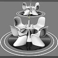 Modern Interior Design With White Chairs Round Table Vase And Concentric Circular Floor 3d model