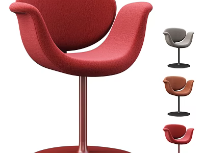 Modern Leisure Chair With Curved Backrest Round Base And Multiple Colors 3d model