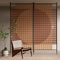 Modern partition rattan screen partition 3d model