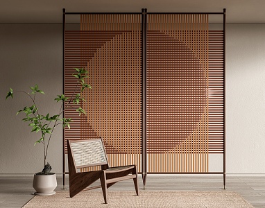 Modern partition rattan screen partition 3d model