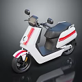 Modern White Scooter With Red Stripes Black Seat And Reflective Surface Design