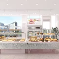 Crown Cake Dessert Shop Featuring Bright Interior And Display Cases With Fresh Pastries